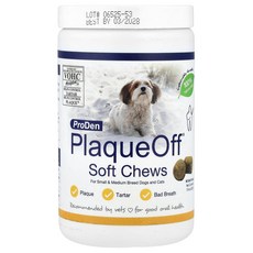 아이허브 PlaqueOff 소프트츄 중소형견 및 반려묘용 소프트츄 90개 225g(7.9oz), 1개