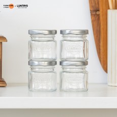 LUNTAYO 玻璃密封罐 迷你收納瓶, 1個, 透明【55ml×4 】, 55ml