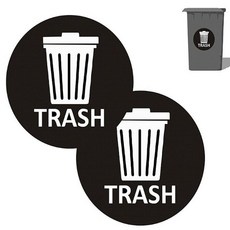 재활용 휴지통 TRASH 원형 라벨 스티커, 그린(RECYCLE)