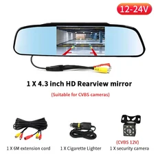 4.3인치 HD 후방 카메라 디스플레이 주차 보조 기능 범용 12V-24V CVBS 지원 RCA 인터페이스, 05 4.3in-HD-015E8