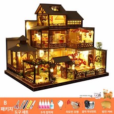 크리스마스 오르골 DIY 미니 관람차 회전목마 인형집 회전, 야스프링 가든 B 5개 5개