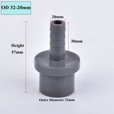 OD 20/25/32-5/8/10/12/14/16/18/20/25mm 회색 PVC 파고다 커넥터 정원 관개 물 PipeSoft 호스 조인트 액세, 20pcs, OD 32-20mm, 01 20pcs