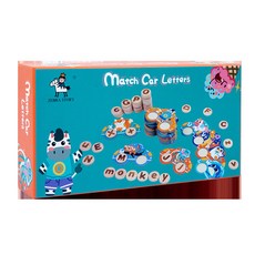 木製字母配對積木 幼兒園早教啟蒙益智玩具, 1個, 小車拼單詞