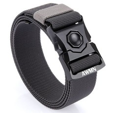 全閤金休閒彈力帆布戰術腰帶男軍迷用作訓戶外工裝布褲帶保安皮帶, 灰色-(彈力), 1個