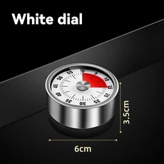 스테인리스 스틸 비주얼 타이머 기계식 주방 분 알람 요리 큰 자석 시계, 01 White Dial