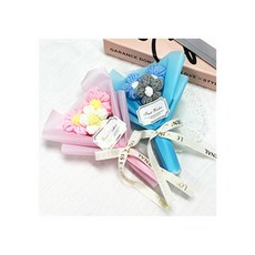 뜨개실 꽃다발 졸업꽃다발, 핑크