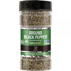 Soeos 그라운드 화이트 페퍼 113.4g(4온스) GMO 프리 코셔 인증 신선함 아로마 및 천연 백후추 파우더 바베큐 볶음 수프에 적합, 유기농 흑후추, 4온스(1개입), 113g, 1