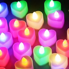 하트모양 LED 미니 소형 캔들 촛불 양초 분위기 라이트 초 프로포즈 파티 행사 전구 조명 티라이트, 01) 하트-화이트 (건전지내장)