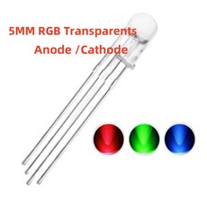 50 개 5mm 풀 컬러 LED RGB 빨강/녹색/파랑 일반적인 음극/양극 4 피트 투명 하이라이트 컬러 라이트 5mm