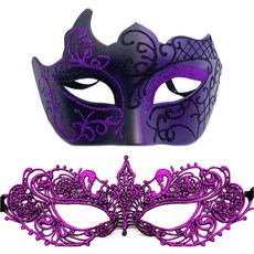 化妝舞會面具 派對面具 化妝舞蹈面具 萬聖節 聖誕節 節日道具, 黑紫色, 1個