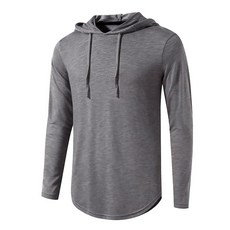 BEILU 남성용 패션 운동 후디 운동 스웨트셔츠 긴소매 경량 캐주얼 풀오버 드로스트링 후디 회색. 미디엄
