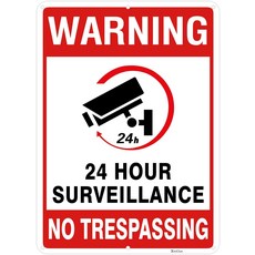 비디오 감시 표지판 무단 침입 금지 옵션 액세서리 번들 10 사유 재산 금속 비즈니스 카메라 24시간 Zinclue 1pc, 4