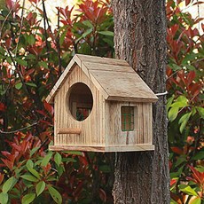 야외 나무 새집 정원 새둥지 버드하우스 가든 원목 참새집 둥지 소품, 행잉 트리 카본 톱