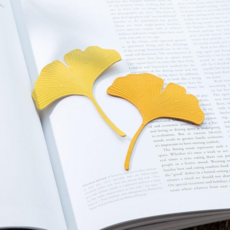 가띠 소가죽 은행잎 북마크 감성 책갈피 대형 2개 세트, 옐로우+골드, 1개