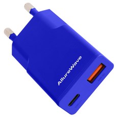 얼루어웨이브 초슬림 Gan PD3.0 PPS 30W 2포트 C타입 초고속 충전기 듀얼 포트 어댑터, 1개, 블루