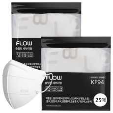 FLOW 슬림핏 KF94 새부리형 마스크 어린이 초등학생용 소형, 화이트, 2개, 25매입