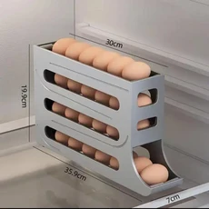 냉장고 계란 보관함 롤링 키친 컨테이너 랙 가정용 대용량 정리함 홀더, 01 Grey
