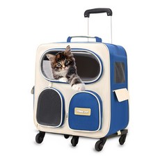 반려동물 이동식 백팩 캐리어 4륜 반려견 캐리어 고양이 강아지 이동가방 이동장 고양이이동장 강아지캐리어가방 고양이캐리어가방, 1개, 파란색-A