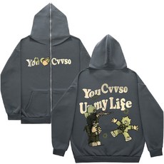 超好看美式秋冬新款印花連帽衛衣男寬鬆休閒加絨情侶裝ins潮牌