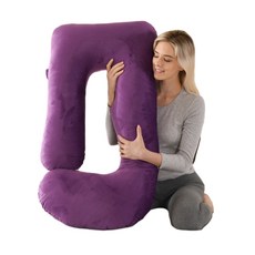 J型孕婦枕 護腰側睡斜坡枕 孕期專用 可拆洗抱枕, 絨 紫108x55cm 淨重1 86kg