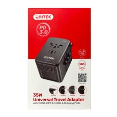 UNITEK 六孔擴充萬國插頭 轉接頭 旅行充 GaN氮化鎵 35W 全球通用 PD QC 快充 旅充 萬國充, 1個, A. 2000W｜PD35W