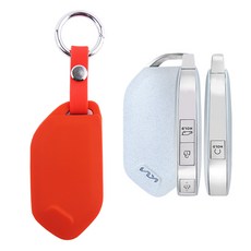 더조은셀러 기아 더뉴 모닝 호환 4버튼 실리콘 차 키링 키케이스 스마트 키홀더 키커버 key 94, 레드, Key-94