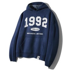 TRILLION 워셔블 1992 그래픽 로고 자카드 후드 니트 (NAVY) TRFKN26NV 364009