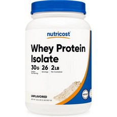Nutricost 뉴트리코스트 웨이 프로틴 아이솔레이트 무맛 분리유청단백질 907g, 1개