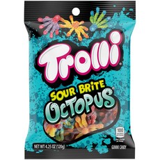 트롤리 사워 브라이트 문어 구미 웜 4.25온스 Trolli Sour Brite Octopus Gummy Worms 4.25 Ounce, 시큼한, N/A, 1개