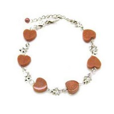 金砂石心型手鍊 銅質白K色星星鍊，提升魅力與自信，帶來好運與正能量, 1個