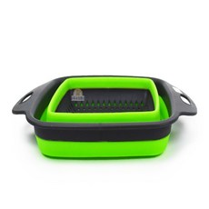 두두쇼핑몰샵 접이식 채반 접이식채반 접이식야채바구니 접이식야채세척바구니, 소 그린 사각