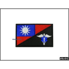 野戰搖滾台灣國旗戰地醫療救援刺繡臂章軍事醫療雙蛇杖識別章救援肩章徽章中華民國徽章