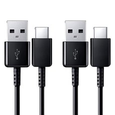 [neonp] 1+1 삼성전용 USB C타입 고속 충전 케이블 갤럭시 스마트폰 탭 호환, 블랙, 2개, 200cm