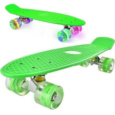 페니보드 페니크루져보드 깜박이는 바퀴 단일 로커 22 인치 스케이트 미니 크루저 최대 100kg 하중 베어링, 초록, Green, 1개