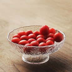 디저트 케이크 과자 과일 데코레이션 접시 투명 유리 크리스탈 원형 트레이, 1개, 15cm