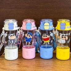 끌림데이 캐릭터 원터치 빨대물병 어깨끈 어린이물통, 화이트