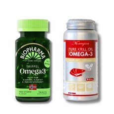 【Isbjorn挪威北極熊保健專家】磷蝦油魚油膠囊+三倍濃縮魚油膠囊組(120顆/瓶+144顆/瓶) Omega-3保健, 1套, 264顆