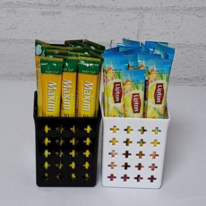 커피 보관함 플라스틱 수납함 가정용 다용도 정리함 테이블 화장품 사무용 사무실 데스크 소품 탁상 주방, S, 화이트