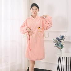 파인애플 체크 욕실 가운/욕실 치마 입을 수 있는 목욕 타월 부드럽고 흡수성 좋은 가정용 파자마 호텔 욕실 가운, 1개, 체리핑크