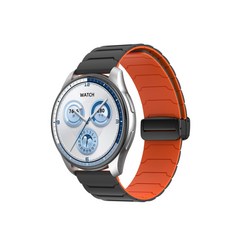 Sujunex 갤럭시워치 20mm호환 자석 갑옷 무늬 실리콘 마그네틱 스트랩 밴드 시계줄 Galaxy Watch 7 6 FE 6Classic 5 5Pro 4 4Classic 3 1, 1개, 8#블랙+오렌지