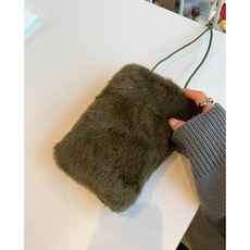 韓國直送 軟綿綿斜跨背毛毛包 寵物外出包 可愛造型, 茶綠色, 1個