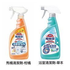 魔術靈 馬桶清潔劑 噴槍瓶+更替瓶 500ml, 1個, 浴室超解垢舒適檸檬香(補充瓶)500ml