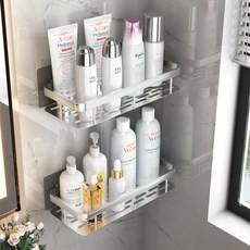 무타공마켓 모던 무타공 욕실선반 접착식, 실버 일자선반, 1개