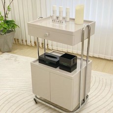 【格森】輕奢移動嚮輪小車高檔美容院專用小車美容儀器實木美容推車, 新款美容工具車 奶茶色