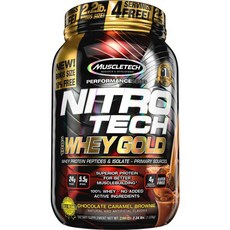 Muscletech Health Nitro Tech乳清蛋白 金牌 巧克力焦糖布朗尼, 1.02kg, 1個