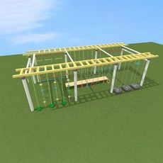 더블 짚라인 놀이기구 광장 놀이터 야외 키즈 펜션, 노란색과 흰색 가변 사다리 6미터