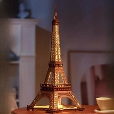 3D 에펠탑 목재 나무 DIY 입체 퍼즐 과학 우드 조립 미니어처 선물, 1개, 에펠탑의 밤