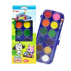 티티 물에 잘 녹는 고체물감 12색 학용품 미술놀이 그리기 용품, 1개