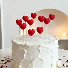 케이크토퍼 케이크장식 케이크꾸미기 케이크픽 친구 결혼 축하 기념일 웨딩 심플토퍼 기념일토퍼 기념일장식 파티용품 하트토퍼, 1개, 레드 10개