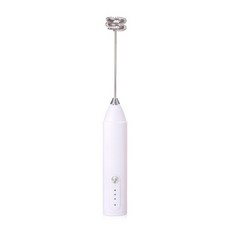 라떼 카푸치노 초콜릿과 호환되는 무선 충전식 전기 밀크 프로더 속도 조절식 핸드헬드 폼 메이커 믹서, 1개, White, 1AG600020_WYL